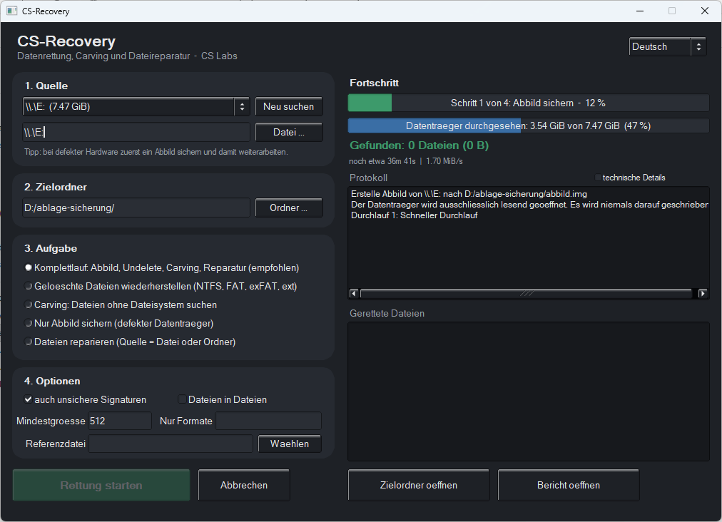 Screenshot: CS-Recovery